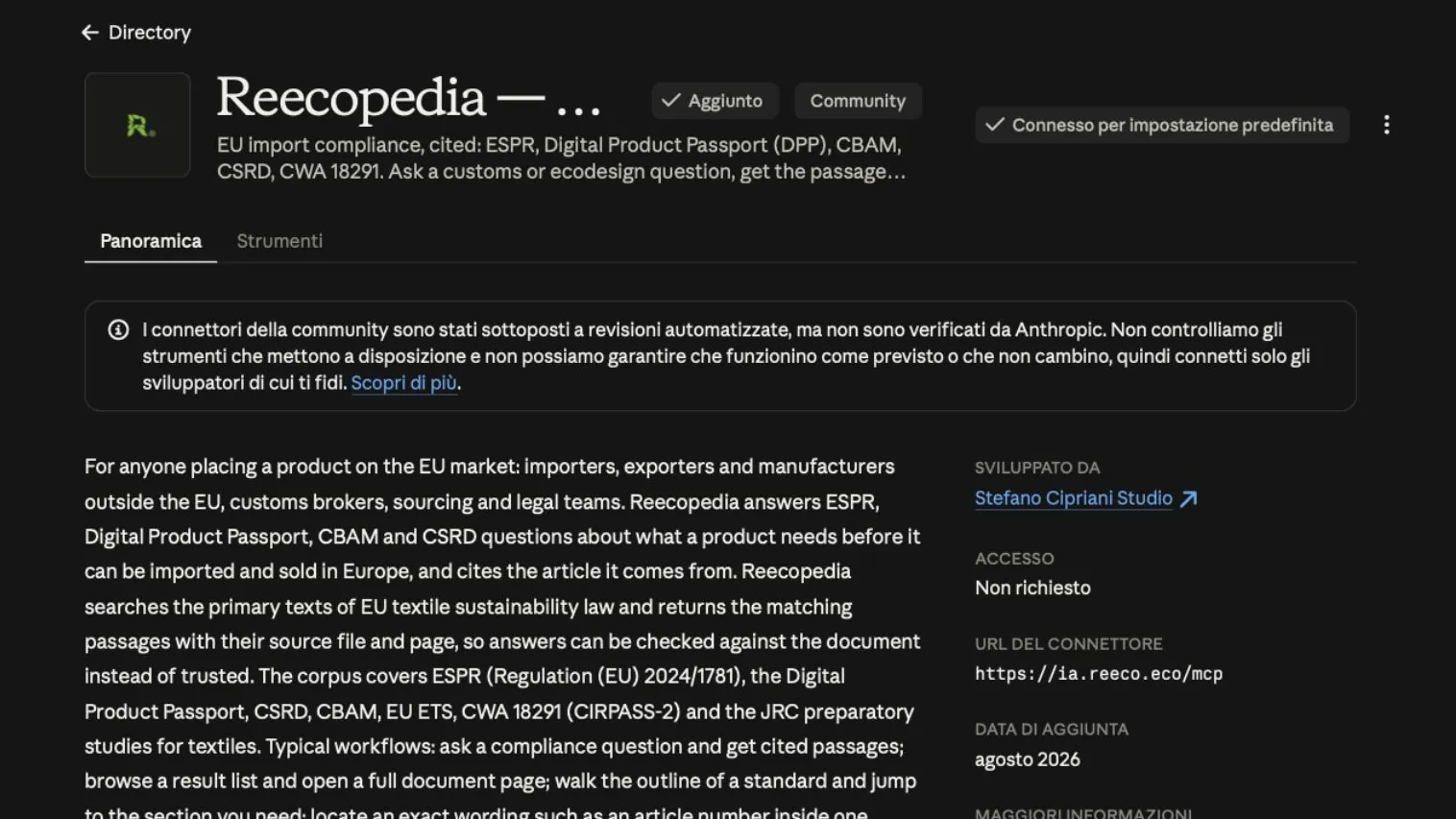 Työkalumme Reecopedia on nyt myös listattu Anthropic-hakemistossa